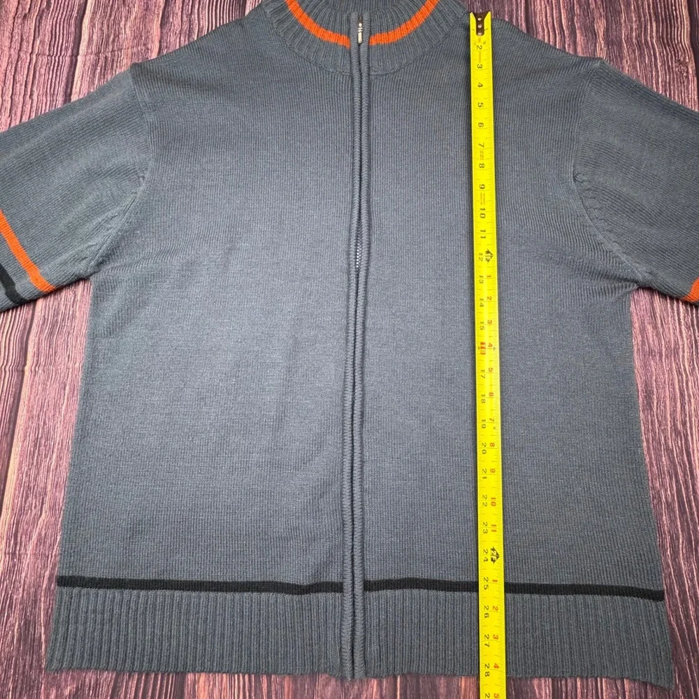 Whispering Smith Full Zip XL Acrylic Blue Orange Stripe Mock Neck Knit Sweater